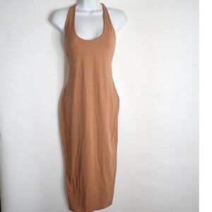 Victoria's Secret Women Brown Halter Neck Bodycon Midi Dress Medium minimalist